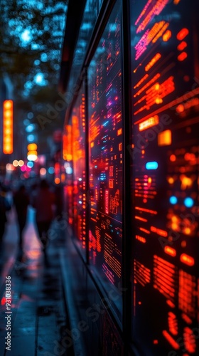 Wallpaper Mural Neon Lights Reflecting on Wet Street at Night Torontodigital.ca