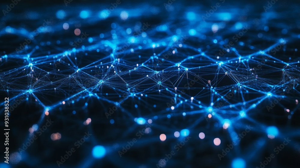 Abstract Blue Network of Connected Dots Abstract Blue Network of Connected Dots