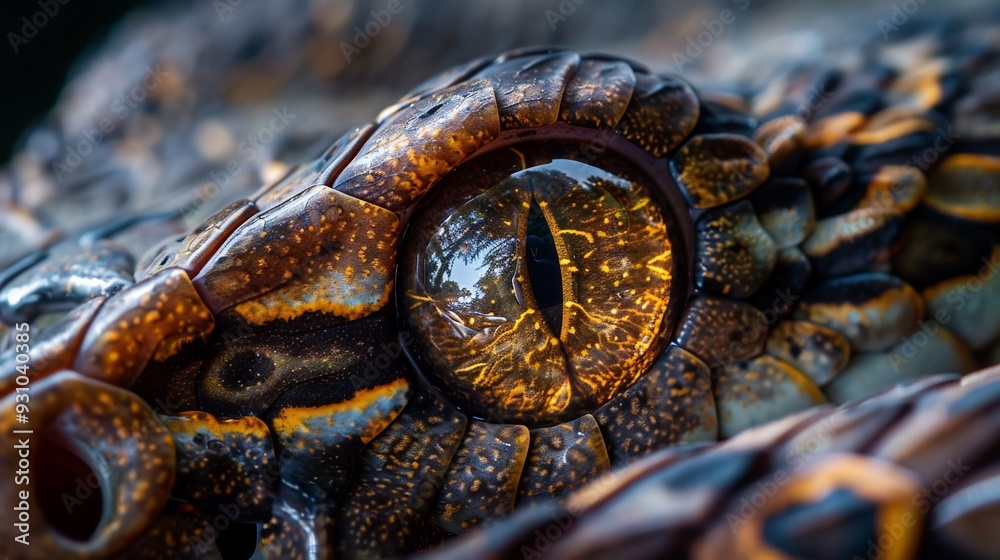 Close-up of a Snake's Eye with Reflection Close-up of a Snake's Eye with Reflection