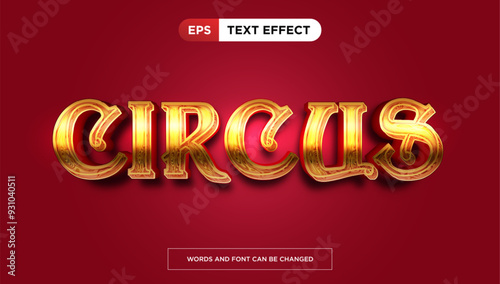 circus festival 3d text effect golden shiny carnival editable text style