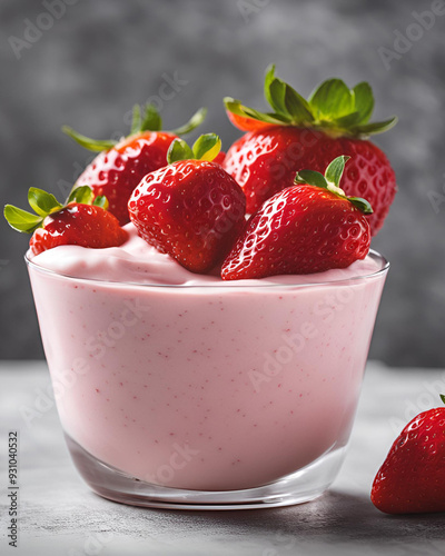 strawberry yogurt recipe, strawberry yogurt delight, yogurt with strawberry chunks, homemade strawberry yogurt dessert, strawberry yogurt blend, fresh strawberry yogurt treat, creamy yogurt photo