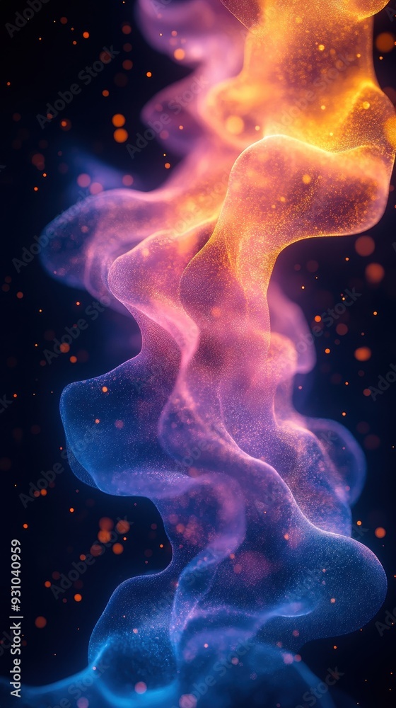 Abstract Blue and Orange Glowing Smoke on Black Background Abstract Blue and Orange Glowing Smoke on Black Background