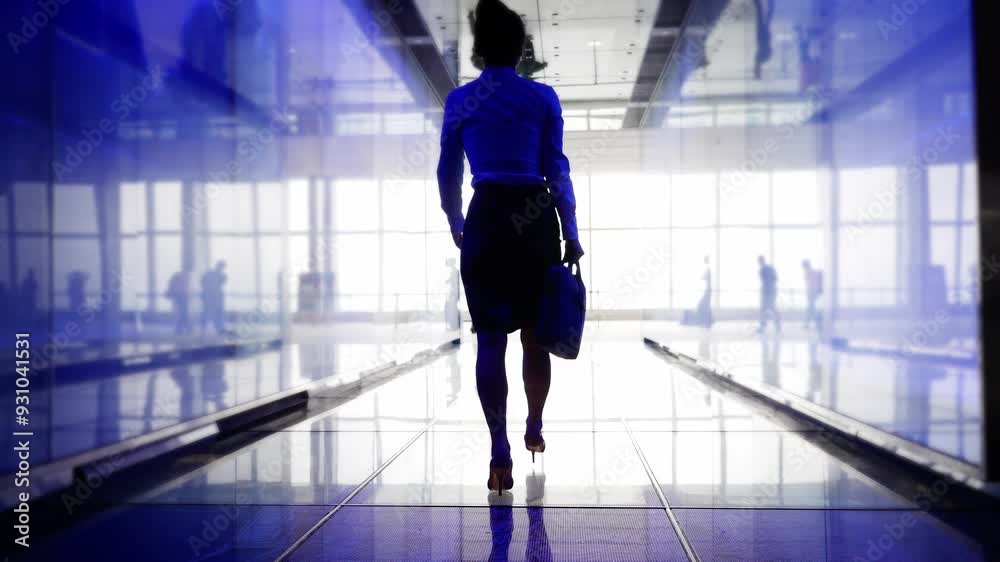 Businesswoman walking in the office corridor, slow motion video Businesswoman walking in the office corridor, slow motion video