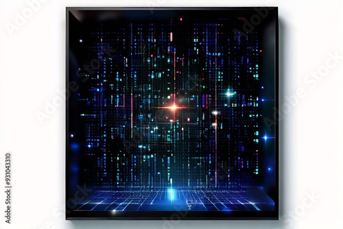  stellar grid a matrix code depiction of the launch with ascii e photo