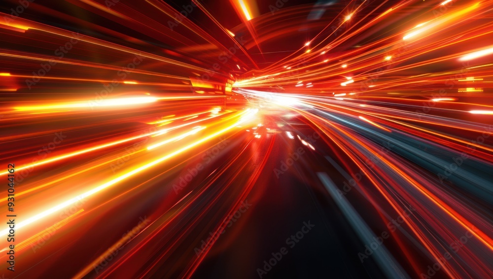 High-speed light streaks on a dark background, an abstract futuristic depiction of speed and motion blur High-speed light streaks on a dark background, an abstract futuristic depiction of speed and motion blur