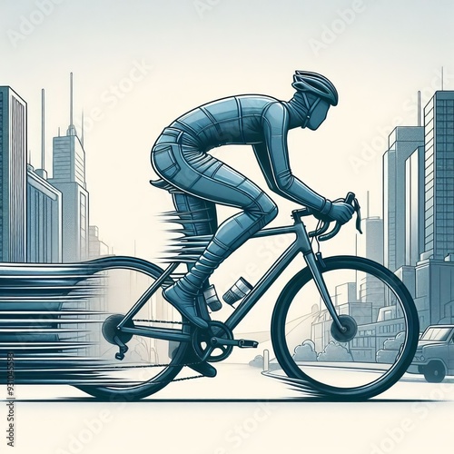 The Cyclist Riding a bike through the city in comfortable stretc photo