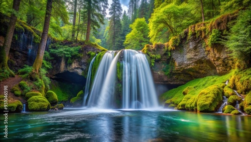 Scenic waterfall in Whitehorse Falls State Park, Oregon, waterfall, landscape, nature, river, creek, forest