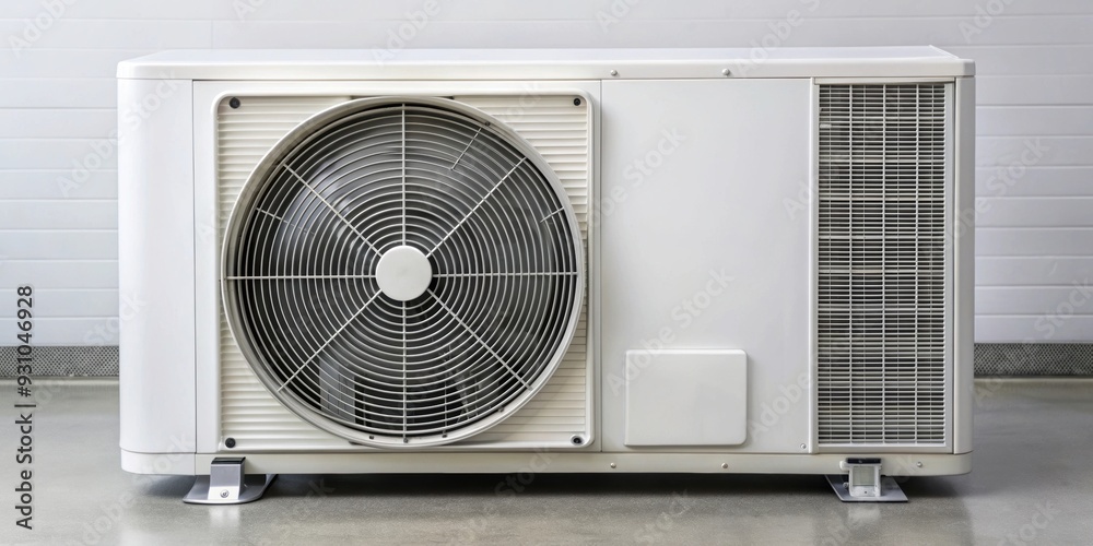 Close up of an air conditioning heat pump, cooling, HVAC, technology, appliance, energy efficient Close up of an air conditioning heat pump, cooling, HVAC, technology, appliance, energy efficient
