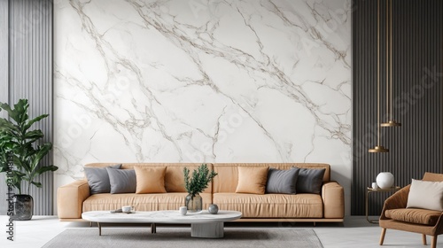 Fototapeta Naklejka Na Ścianę i Meble -  White Marble with Beige veins wallpaper adds an elegant effect on bedroom, bathroom, living room and dining room walls, Choose from modern black, textured grey, luxurious designs, ai