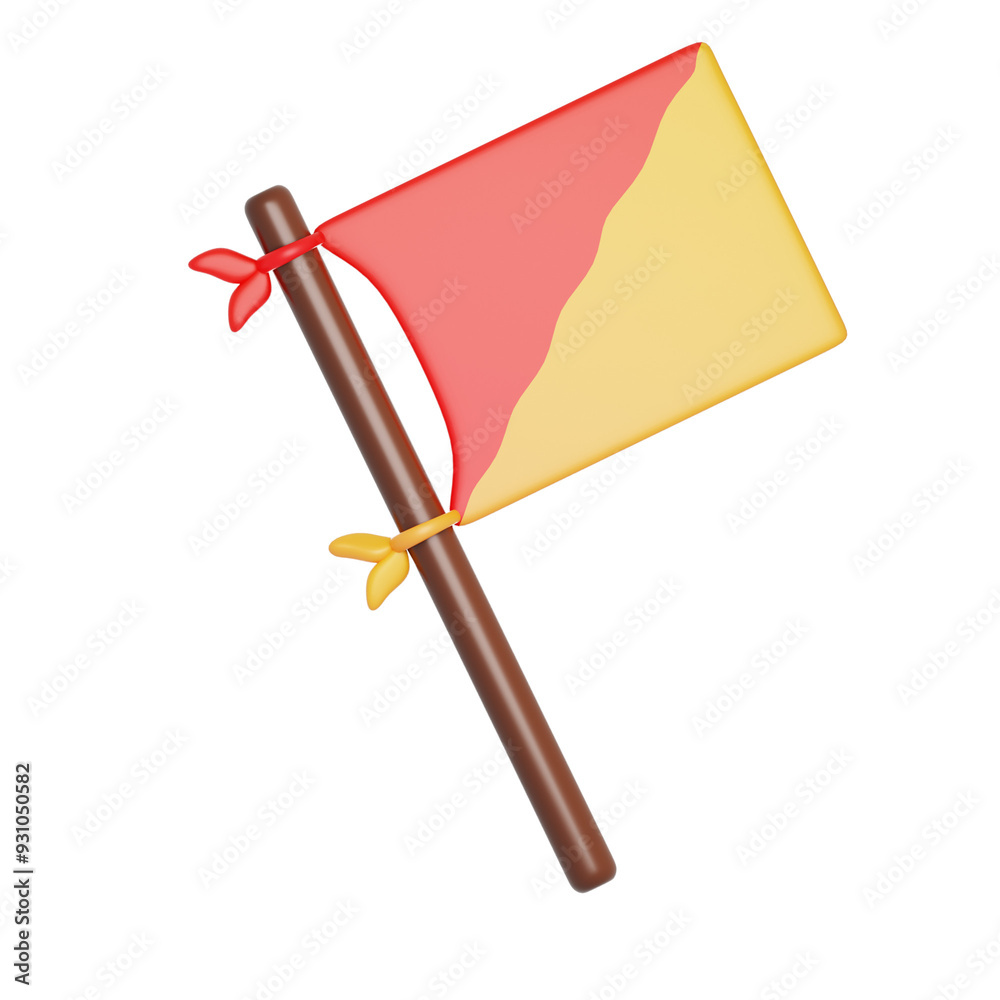 yellow red semaphore flag 3d illustration yellow red semaphore flag 3d illustration