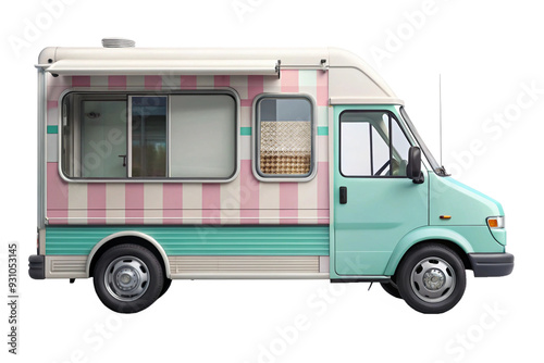 Ice Cream Van 3D Side View Full Length