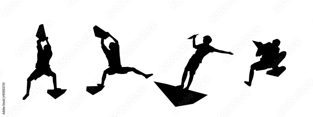 wall climbing, rock climbing, silhouette set. sport, extreme, bouldering. different actions, poses. vector illustration. wall climbing, rock climbing, silhouette set. sport, extreme, bouldering. different actions, poses. vector illustration.