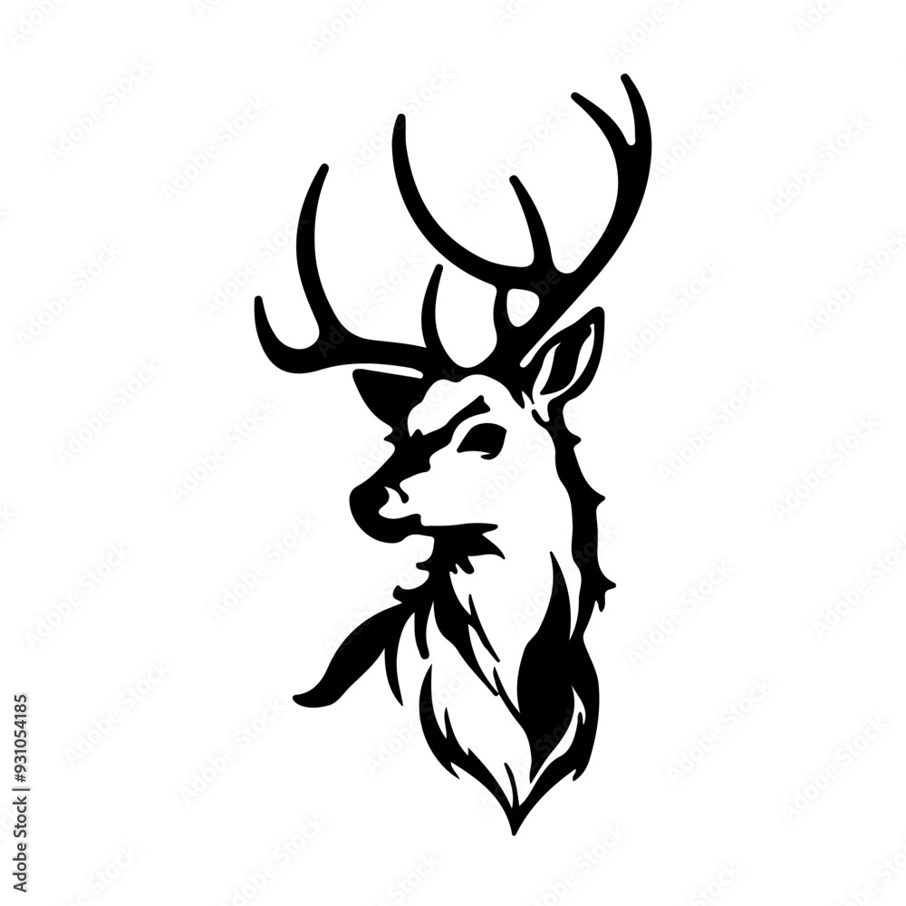 Deer Silhouette Vector Illustration. Deer Standing Black Sketch Isolated on White background. Hand Drawn Illustration of Animal Silhouette. Deer Silhouette Vector Illustration. Deer Standing Black Sketch Isolated on White background. Hand Drawn Illustration of Animal Silhouette.
