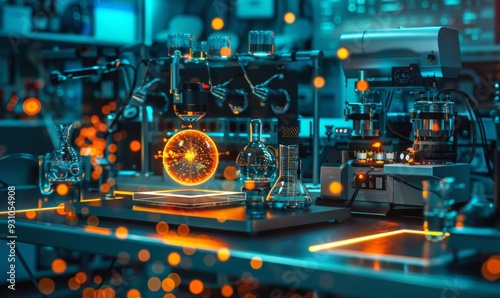 A quantum computer lab, with glowing qubits and futuristic interfaces. Scientists are conducting experiments that could change the understanding of physics