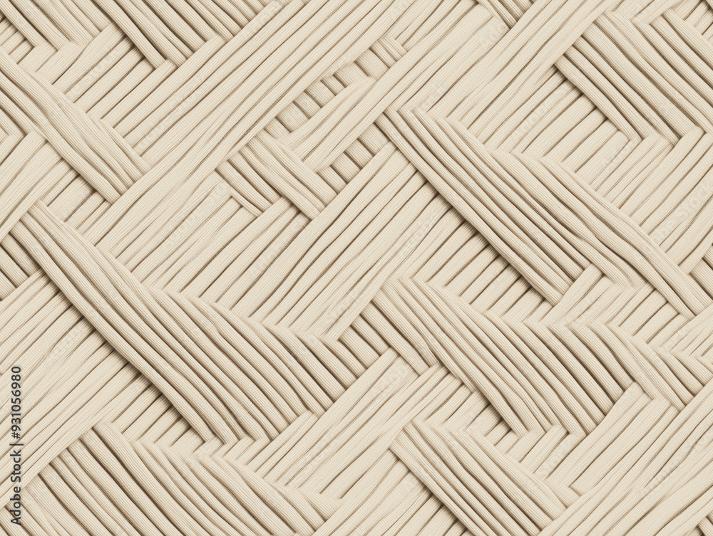 Woven basket texture pattern featuring tightly interlaced cream-colored strands creating a structured, intricate design Woven basket texture pattern featuring tightly interlaced cream-colored strands creating a structured, intricate design