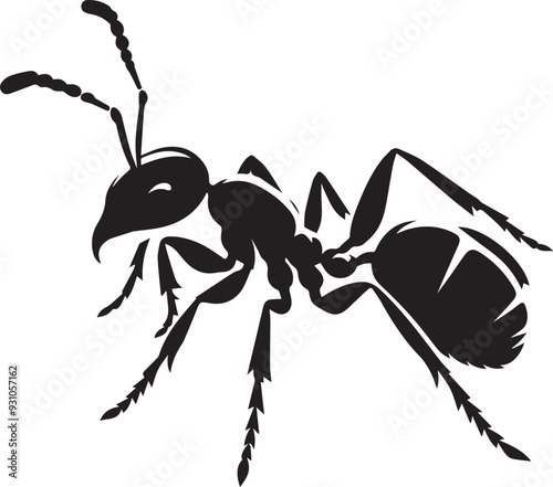 Ant silhouette on white background