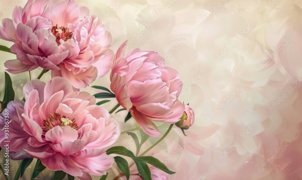 Background with beautiful pink peonies Background with beautiful pink peonies