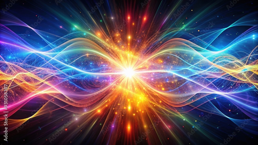 Abstract visualization of vibrant energy waves in a quantum realm, energy, waves, vibrant, quantum, abstract, futuristic Abstract visualization of vibrant energy waves in a quantum realm, energy, waves, vibrant, quantum, abstract, futuristic