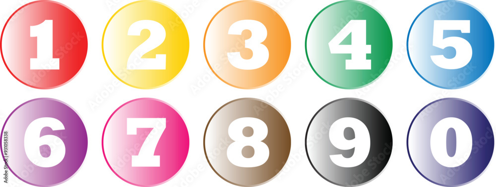 simple numbers icon with gradient circle. from 0 to 9. number button vector illustration. simple numbers icon with gradient circle. from 0 to 9. number button vector illustration.