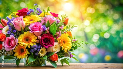 Spring floral green leaves and flowers bouquets with vibrant colors and variety, spring, floral, green, leaves, flowers