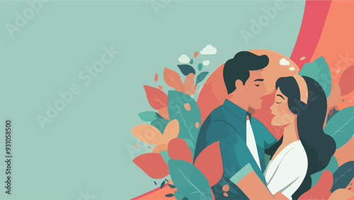 a couple in world sexual health day  illustration, flat design style