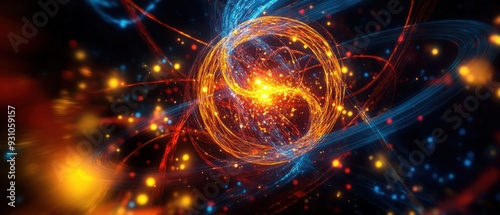 Vibrant abstract image depicting energy flow and dynamic movement, creating a sense of cosmic interaction and illumination.