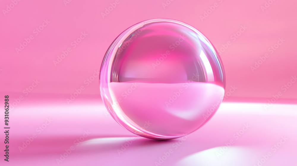 A crystal vivid sphere geometric shape with iridescent pink color on a pastel background. Concept of modern digital art and creativity A crystal vivid sphere geometric shape with iridescent pink color on a pastel background. Concept of modern digital art and creativity