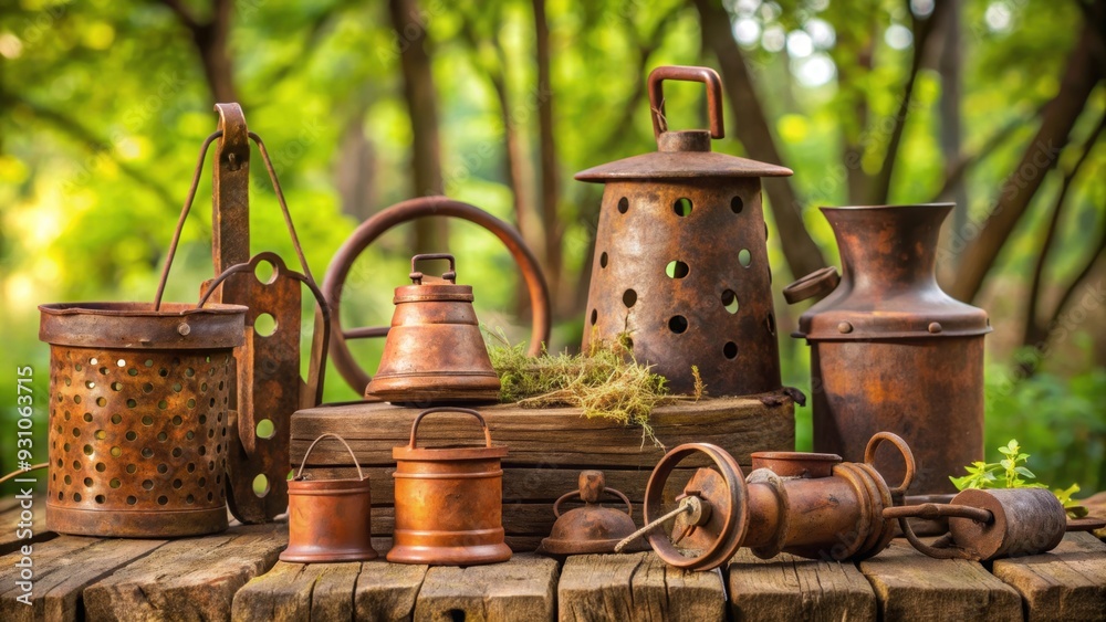Rustic metal accents nestled in the serenity of nature , rustic, metal, nature, serene, peaceful, tranquil, outdoor Rustic metal accents nestled in the serenity of nature , rustic, metal, nature, serene, peaceful, tranquil, outdoor