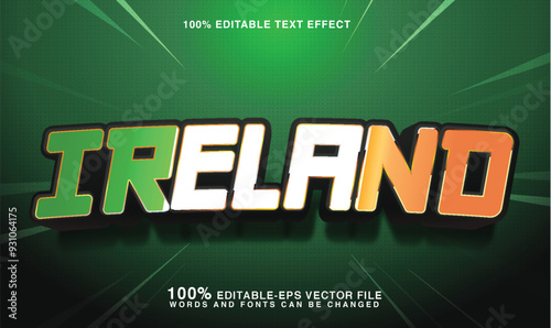 ireland flag on text