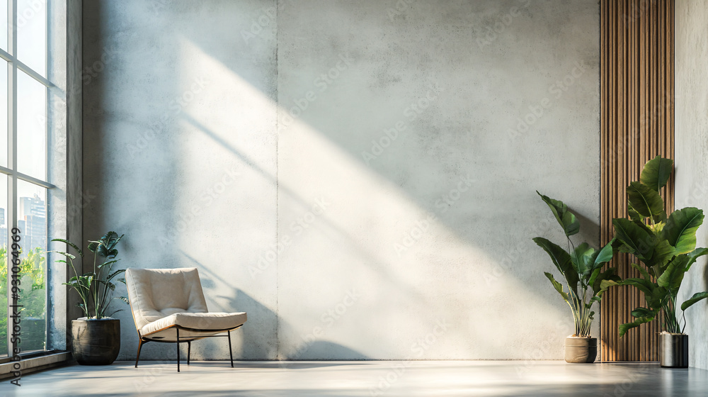 A modern living room with a large window, featuring a design that includes natural elements like a waterfall and a lake, alongside greenery and a serene atmosphere A modern living room with a large window, featuring a design that includes natural elements like a waterfall and a lake, alongside greenery and a serene atmosphere