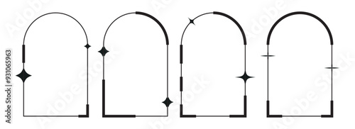Minimalist aesthetic frame elements. Star and line decorative set of vector