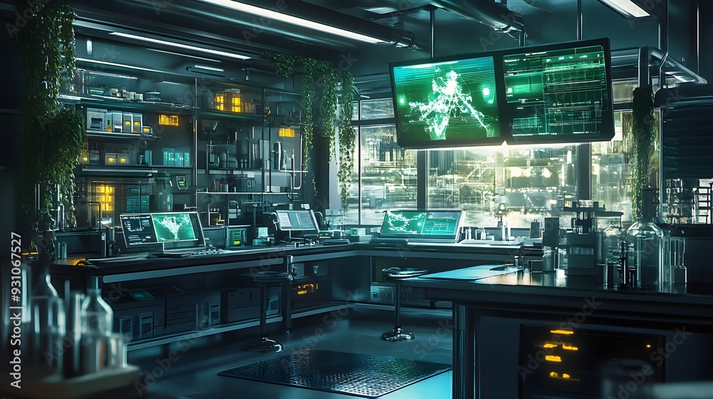 86. A futuristic lab with advanced equipment for detecting and neutralizing toxic chemicals 86. A futuristic lab with advanced equipment for detecting and neutralizing toxic chemicals