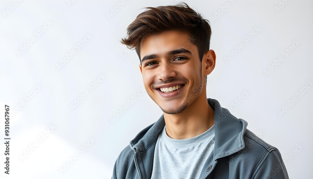 Smiling Young Man Against a Light Background Smiling Young Man Against a Light Background