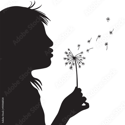 Dandelion blows in the wind and makes a wish
