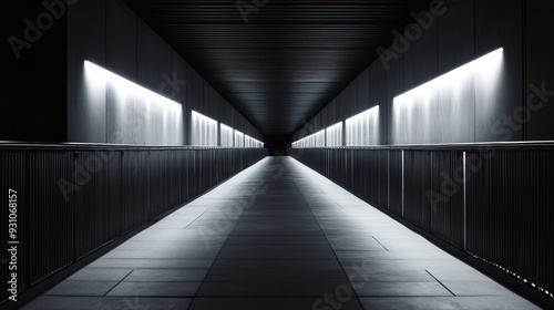 Detailed shot of sleek lighting on a bridge, captured in a minimalist style with a simple backdrop.