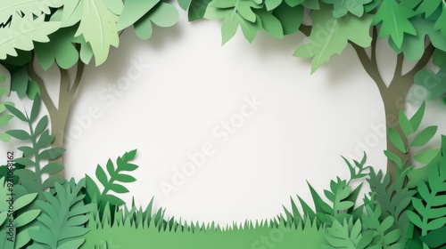 Banner of Forest Preservation and Reforestation with empty copyspace. Lush forests with intricate trees, highlighting the importance of protecting and restoring forest ecosystem photo