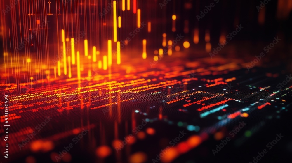 Abstract digital background featuring vibrant light trails and data patterns, perfect for technology and innovation projects. Abstract digital background featuring vibrant light trails and data patterns, perfect for technology and innovation projects.