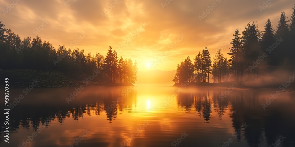 Sunrise over a Tranquil Lake Sunrise over a Tranquil Lake