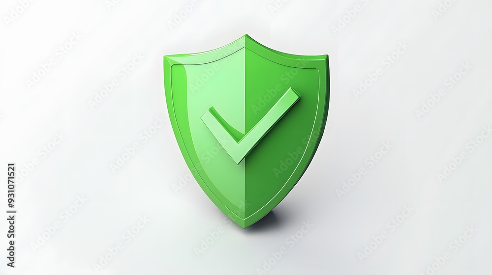 
cartoon 3d Icon safety shield check mark perspective . green symbol security safety icon. Checkmark in minimalistic style. 3d vector illustration. white background