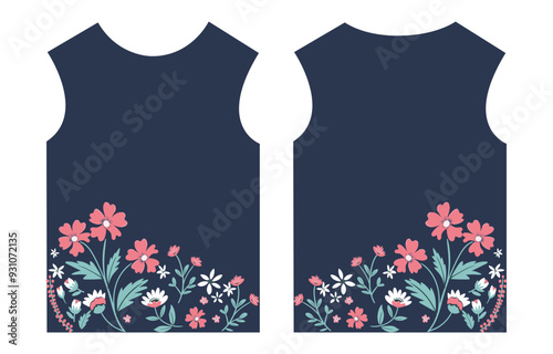 Sewing pattern with Floral print sublimation digital print design vector illustration ready to print
