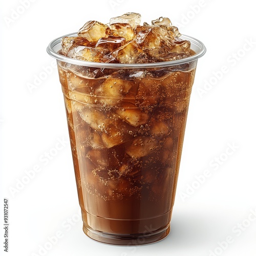 Obraz na płótnie Clear plastic cup filled with iced coffee isolated 427 glass, drink, cola, ice, cold, beverage, soda, isolated, liquid, cocktail, alcohol, coke, white, refreshment, whiskey, brown, food, cool, cube, s w salonie