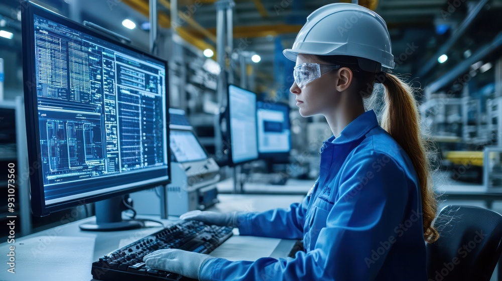 A modern manufacturing plant's control center, with technicians overseeing production. A modern manufacturing plant's control center, with technicians overseeing production.
