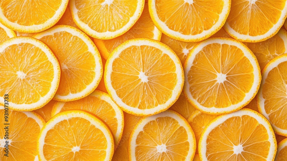 Orange slices forming a seamless background, captured from a top-down perspective