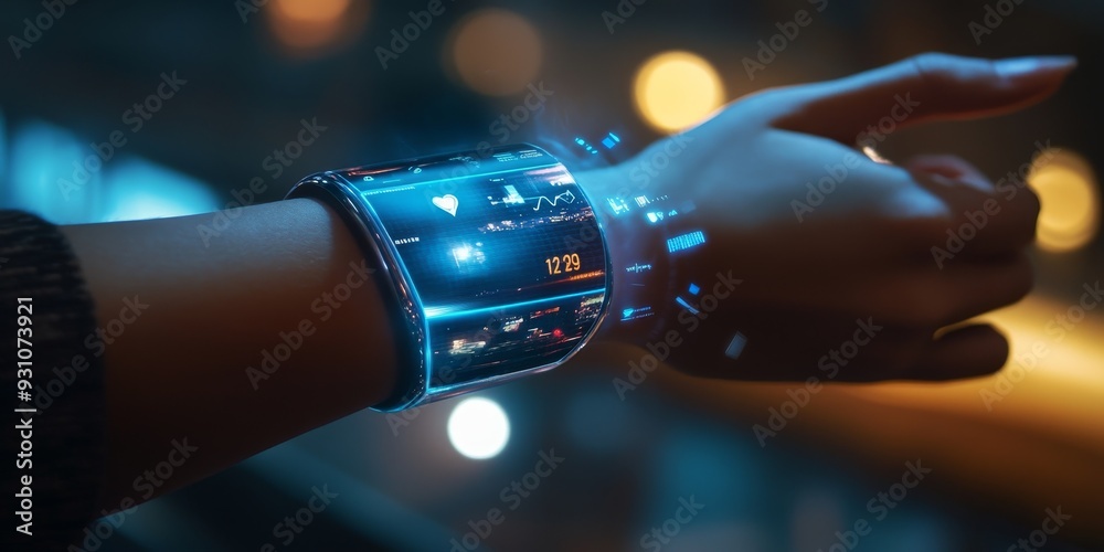 A smart wrist device with an immersive VR display, projecting ...
