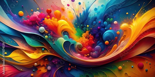 Abstract art in a colorful style with vibrant hues and dynamic shapes, abstract, art, colorful, vibrant, style, modern
