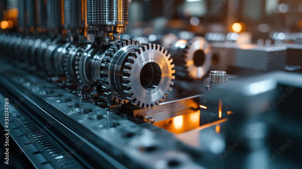 Advanced manufacturing process on an assembly line, producing high-quality industrial components. Advanced manufacturing process on an assembly line, producing high-quality industrial components.