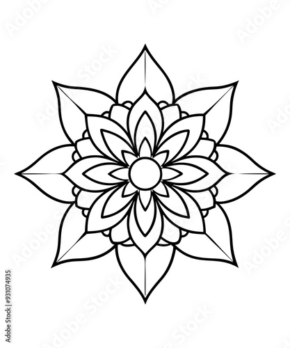 simple mandala design for coloring book, relaxing and simple mandala art