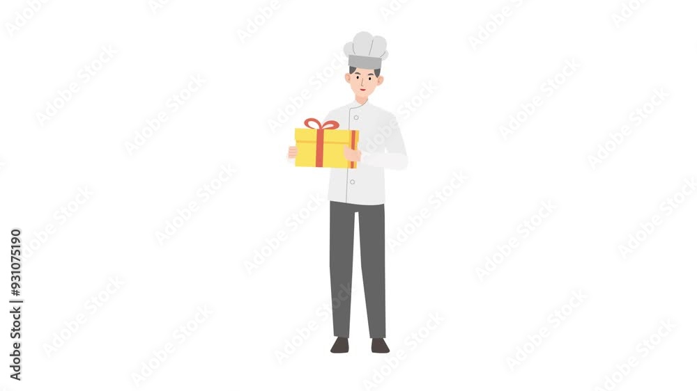 Chef holding a gift box Chef holding a gift box