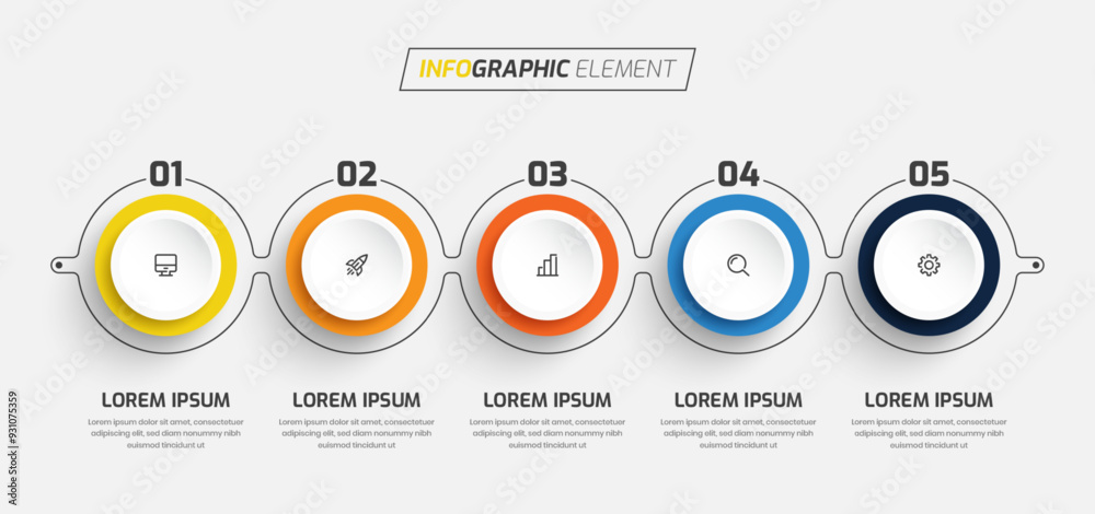 Business Infographic Template with Circle Label Icon and 5 Number Can be Used for Presentation Business Infographic Template with Circle Label Icon and 5 Number Can be Used for Presentation