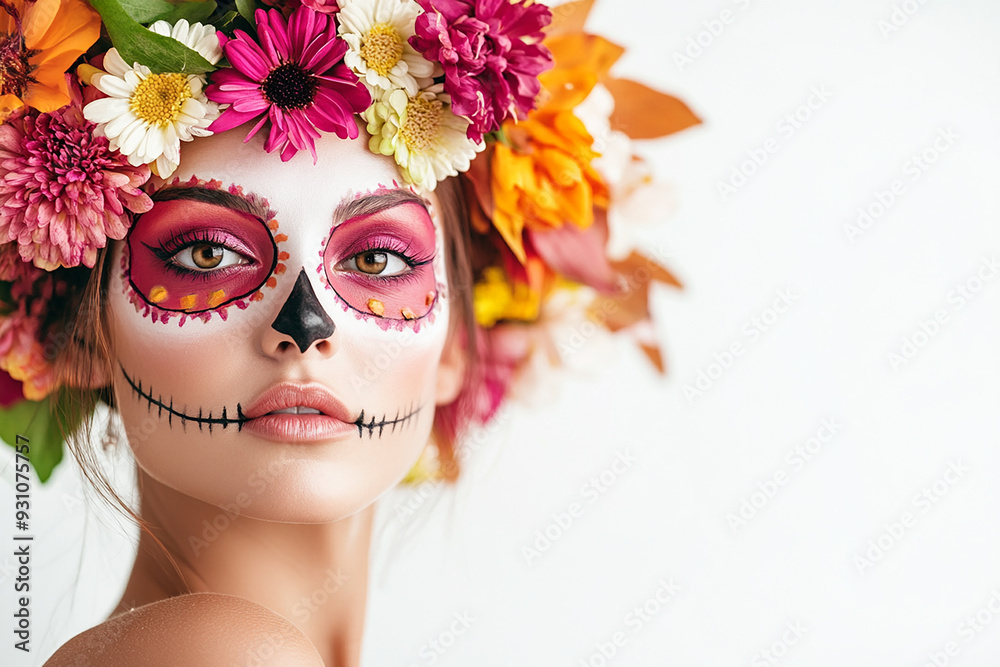 Fototapeta premium Halloween makeup for women, Easter makeup for women